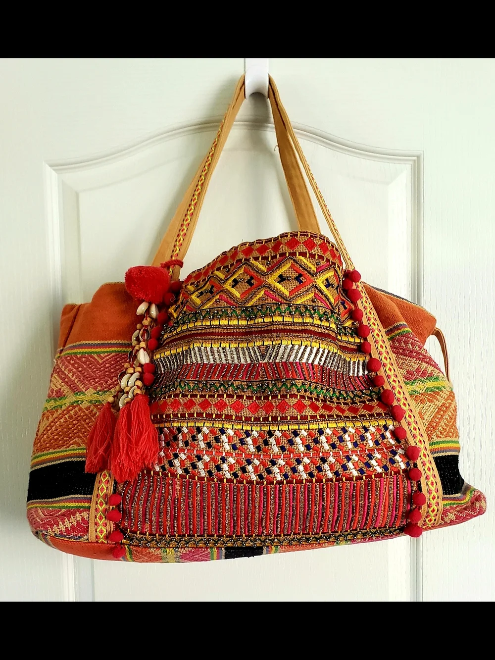 Tribal, Beautiful,America & Beyond Handcrafted, Embellished, Boho-Style Tote Bag - Picture 13 of 16